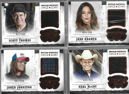 FOUR COUNTRY MUSIC SINGERS  PANINI RELIC CARDS