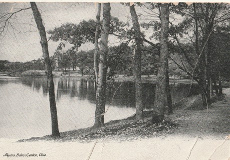 Vintage Unused Postcard: b&w: Myers Lake, Canton, OH