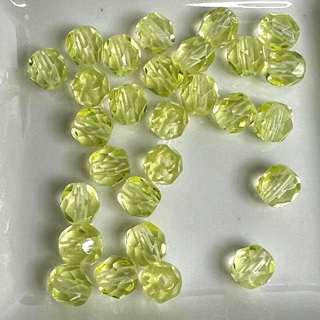 Yellow Green 7mm Round Faceted Glass Beads 