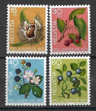 1973 Switzerland ScB418-21 Fruits of the Forest MNH C/S of 4