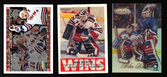 New York Rangers 6 different Cards - 3 Brian Leetch 2 Mike Richter & 1 Mike Gartner