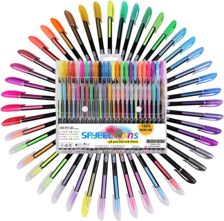 (48-Pack) Glitter Metallic Gel Pen Set Coloring Neon Pens Set for Coloring Books Art Drawing Writing