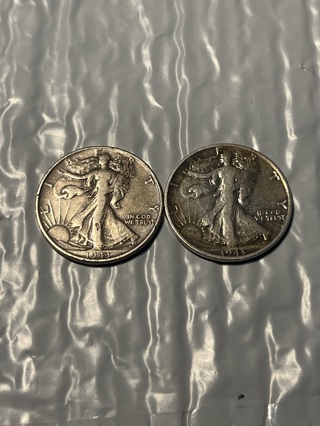 2 1943 Silver Walking liberty Half dollars 