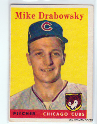 Mike Drabowsky, 1958 Topps Card #135, Chicago Cubs, (LB3)