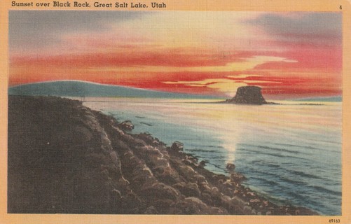 Vintage Used Postcard: 1943 Black Rock, Great Salt Lake, UT