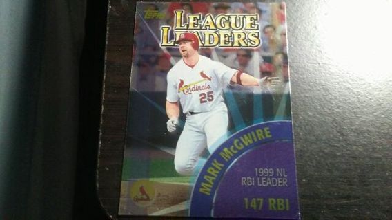 2000 TOPPS LEAGUE LEADERS MARK MCGWIRE/MANNY RAMIREZ BASEBALL CARD# 463