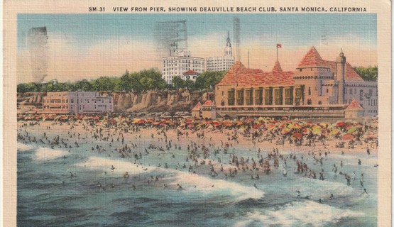Vintage Used Postcard: 1938 Pier, Deauville Beach Club, Santa Monica, CA