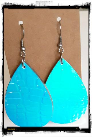 Iridescent Textured Teardrop Earrings B-3