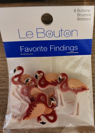 NEW - Favorite Findings - Pink Famingo Buttons - 6 in package 