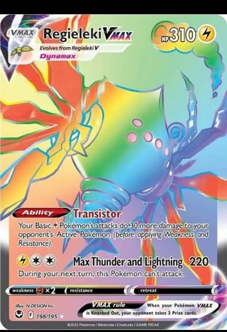 NM Rainbow Secret Rare Regileki VMAX Textured Full Art Pokemon card