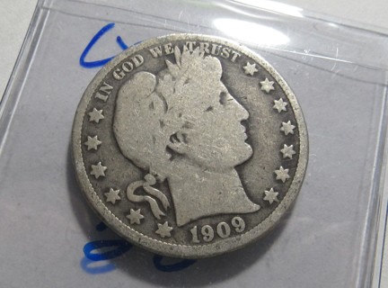 ★★ 1909-O BARBER HALF DOLLAR ★★ **90% SILVER** "BETTER DATE"