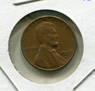 1957 D Lincoln Cent Error-Die Chip @ Liberty