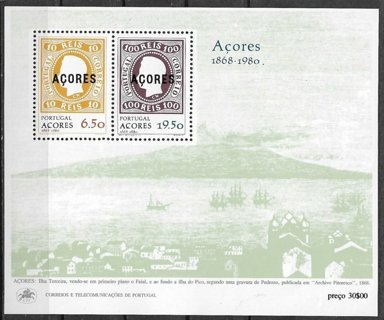 1980 Azores Sc315a Early Azores Stamps MNH S/S