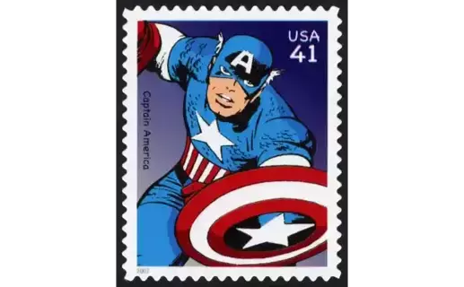 new USA MARVEL COMICS CAPTAIN AMERICA 41CENT STAMP+3 MORE NEW MARVEL 41CENT USA STAMPS=ALL DIFFERENT