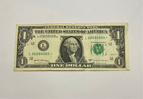 One Dollar Bill * Star Note!