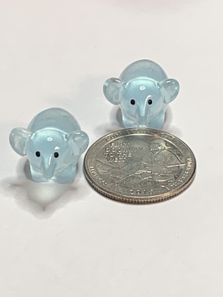 MINI ELEPHANTS~#4~BLUE~SET OF 2 MINI ELEPHANTS~GLOW IN THE DARK~FREE SHIPPING!