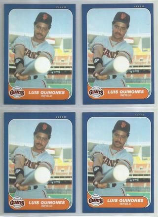 Lot of (4) 1986 Fleer Update Luis Quinones #U-92 Giants