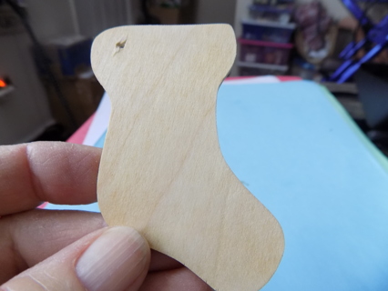 2 1/2 inch tall wood stocking ornament ready to paint