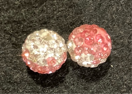 2 Pink and White Crystal Beads