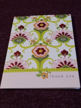 Pink Floral Notecard - thank you