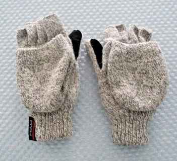 Winter Fingerless Flap SUEDE & Knit Mitten Convertible Flip Insulated Extra Warm Gloves