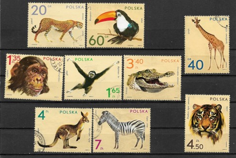 1972 Poland Sc1888-96 Zoo Animals C/S of 9 used/CTO