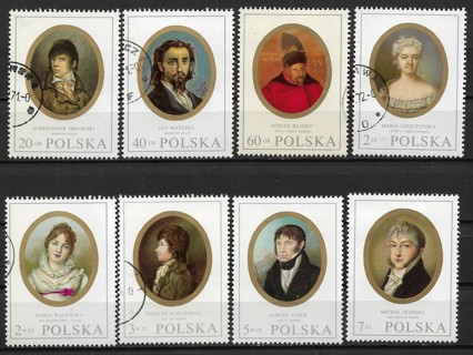 1970 Poland Sc1748-55 complete Miniature Portraits set of 8 used/CTO