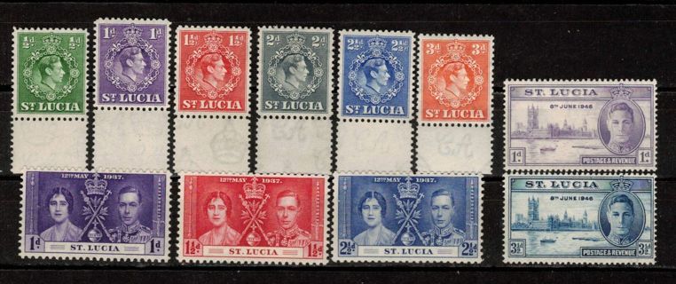 St Lucia Unused Stamps with King George 6