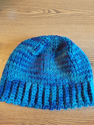 Hand Crocheted Blue Ombre Tunisian Stitch Hat