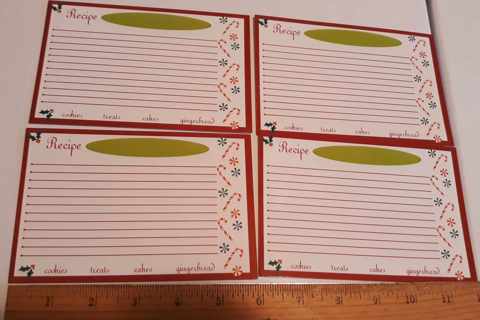 4 large laminated recipe cards