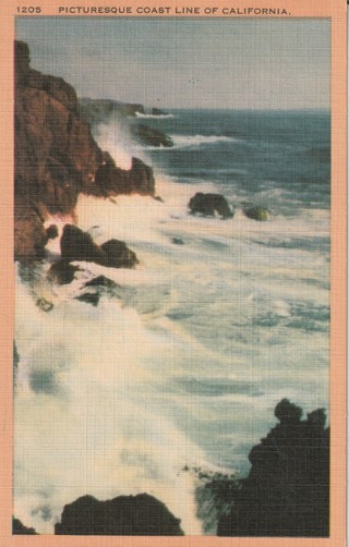 Vintage Unused Postcard: (gin13): Linen: Coast line of California