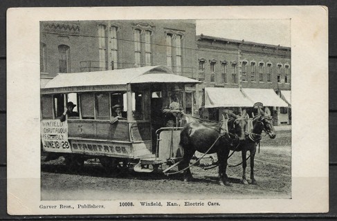 Vintage early 1900 Winfield, Kansas "Electric Car" PC 