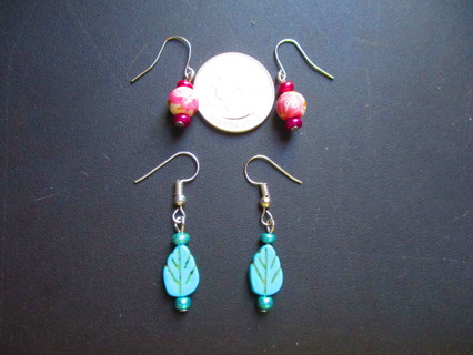 Ceramic Floral & Howlite Leaf Pairs of Earrings