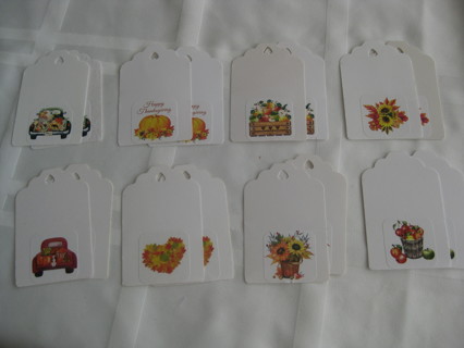 Fall Thanksgiving theme gift tags, 16 pcs, hand made.