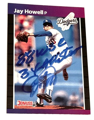 Autographed 1989 Donruss Jay Howell Dodgers /with 1988 World Series Champion-3 Time All Star