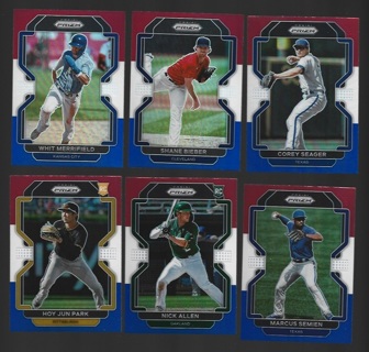 2022 Prizm 6 different Red White & Blue Prizm Cards - All Listed