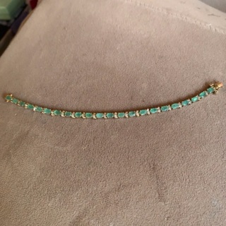 18k gold over Sterling Silver Genuine Emerald Bracelet 