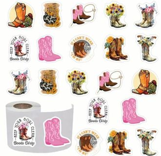 ➡️⭕(10) 1" COWBOY BOOT STICKERS!!