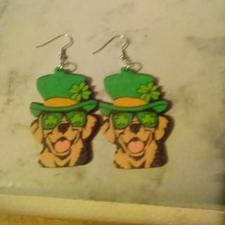 Saint Patrick's Day Dog Earrings