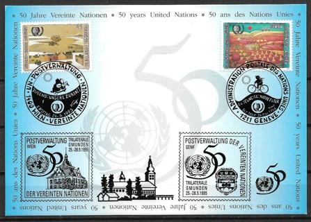 1995 Joint UN Vienna Sc184 & Geneva Sc268 Int. Youth Year maxi card