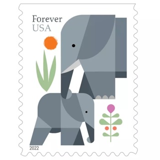 20  Elephant Mother and Baby Forever Stamps, Insured , Is Refundable, Ships so FAST
