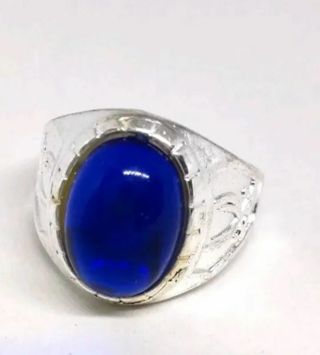 Blue Stone Silver detailing ring size 10