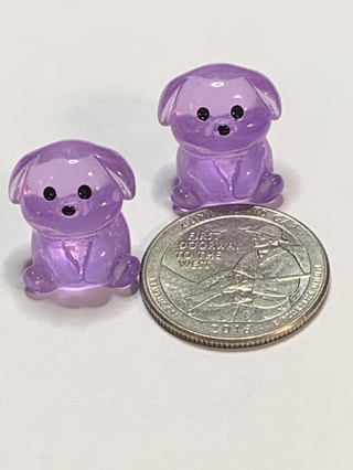 PUPPIES~#1~PURPLE~SET OF 2 PUPPIES~GLOW IN THE DARK~FREE SHIPPING!