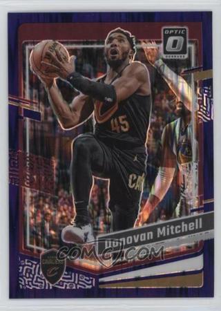 DONOVAN MITCHELL 2023 24 OPTIC PURPLE SHOCK PRIZM PARALLEL BASE PARALLEL CAVALIERS