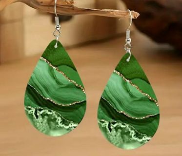 Green Marble Dangle Earrings B-9