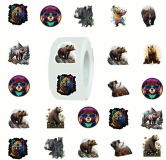 ↗️NEW⭕(10) 1" BEAUTIFUL BEAR STICKERS!! WILD ANIMAL