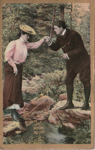 Vintage Used Postcard: 1909 Always Look Before You Leap