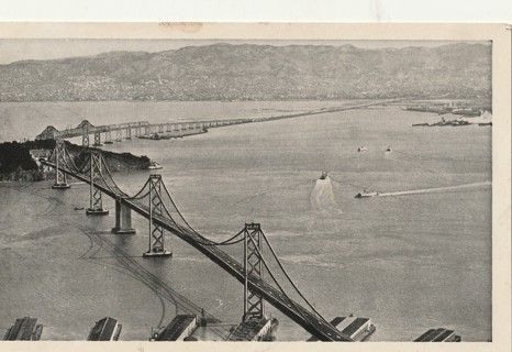 Vintage Unused Postcard: b&w: San Francisco-Oakland Bay Bridge, San Francisco, CA