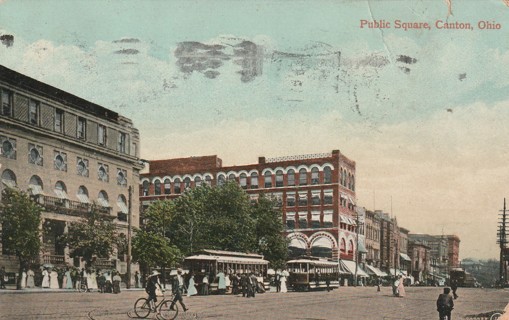 Vintage Used Postcard: f: 1910 Public Square, Canton, OH