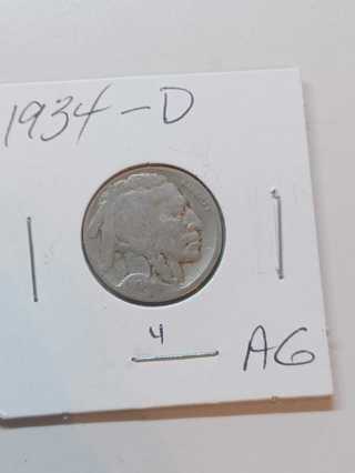 1934-D Buffalo Nickel! 34.4